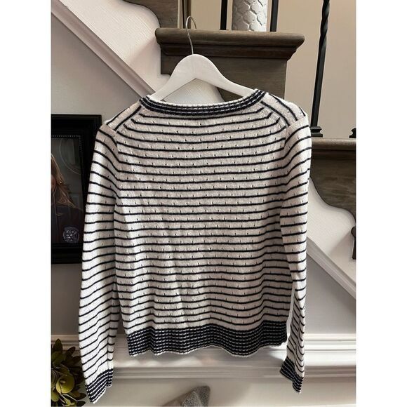 J. Crew White & Black Stripe Textured Alpaca & Wool Sweater sz M NWOT - Picture 6 of 7